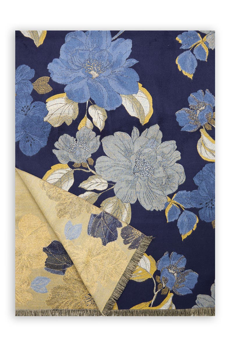 SAACHI Metallic Touch Reversible Scarf, Alternate, color, Blue Multi