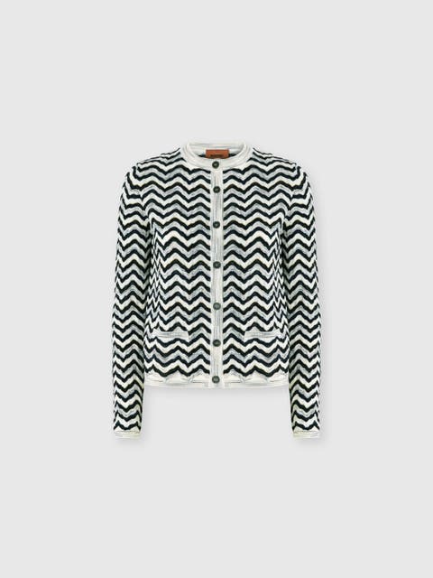 Wave Motif Wool And Viscose Cardigan