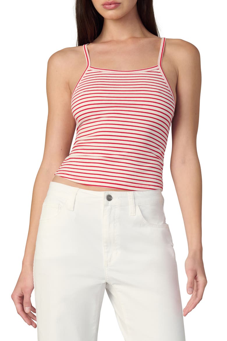 The Everyday Stripe Tank Top, Main, color, WHITE/ CHERRY RED STRIPES