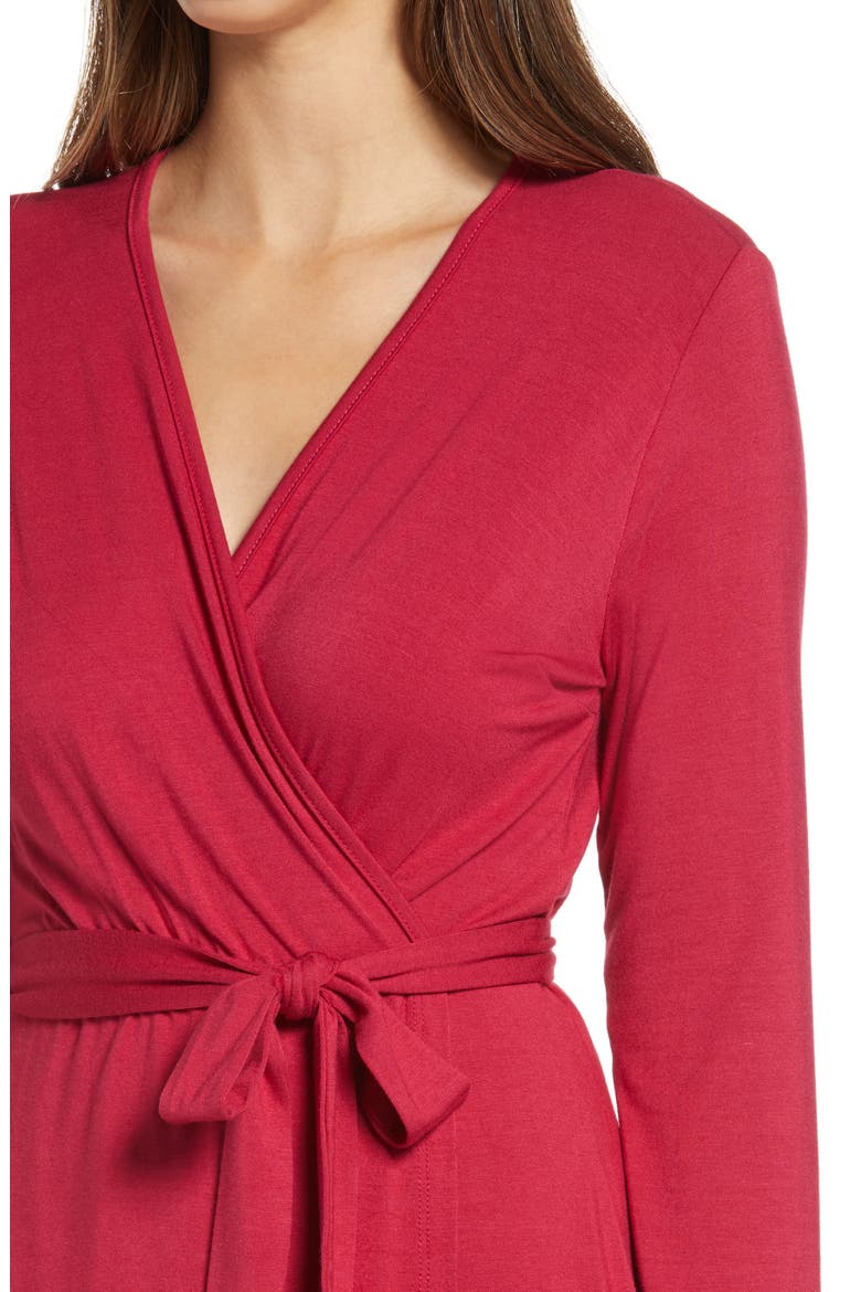 Long Sleeve Wrap Dress, Alternate, color, DARK RED