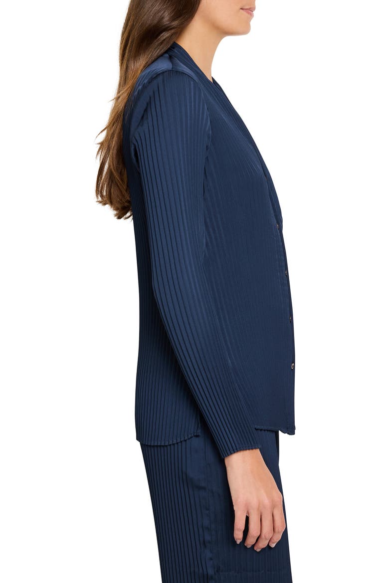 Crinkle Crepe Pleated Button-Up Shirt, Alternate, color, DARK INDIGO