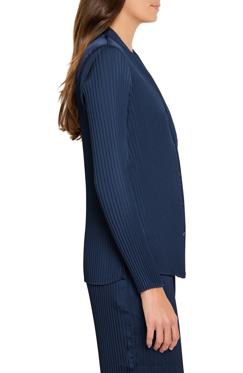 NIC+ZOE Crinkle Crepe Pleated Button-Up Shirt, Alternate, color, Dark Indigo