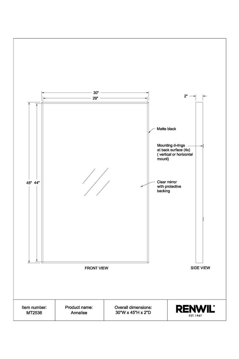 Annalise Mirror, Alternate, color, MATTE BLACK