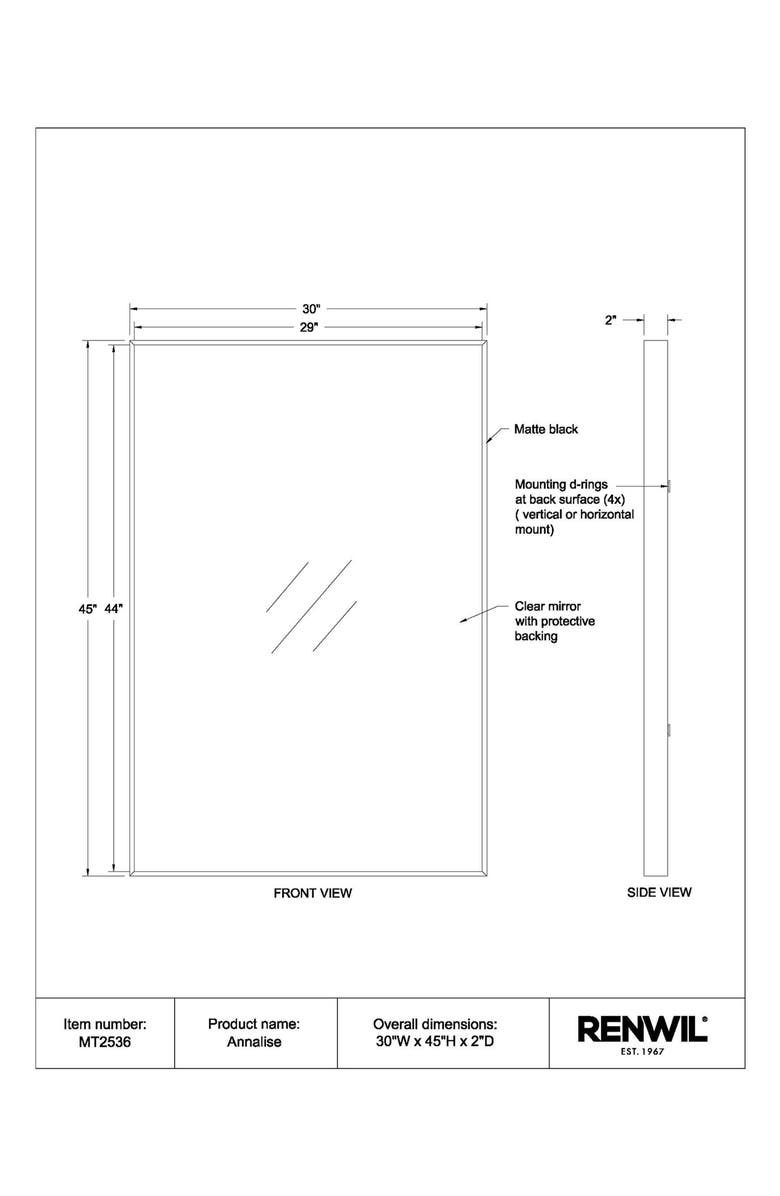 Renwil Annalise Mirror, Alternate, color, Matte Black