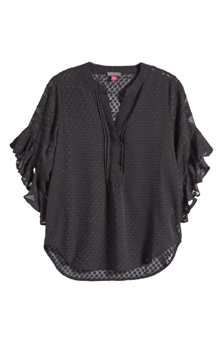 Vince Camuto Flutter Sleeve Clip Dot Chiffon Top, Alternate, color,