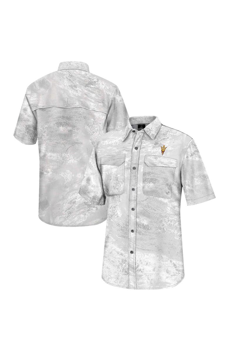 COLOSSEUM Men's Colosseum White Arizona State Sun Devils Realtree Aspect Charter Full-Button Fishing Shirt, Main, color,