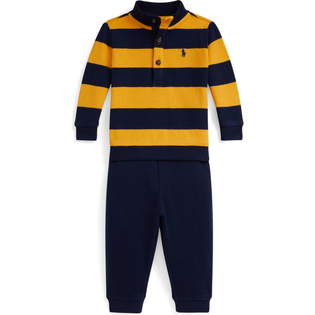 Ralph Lauren Estate Rib Mock Neck Shirt & Pants Set In Black