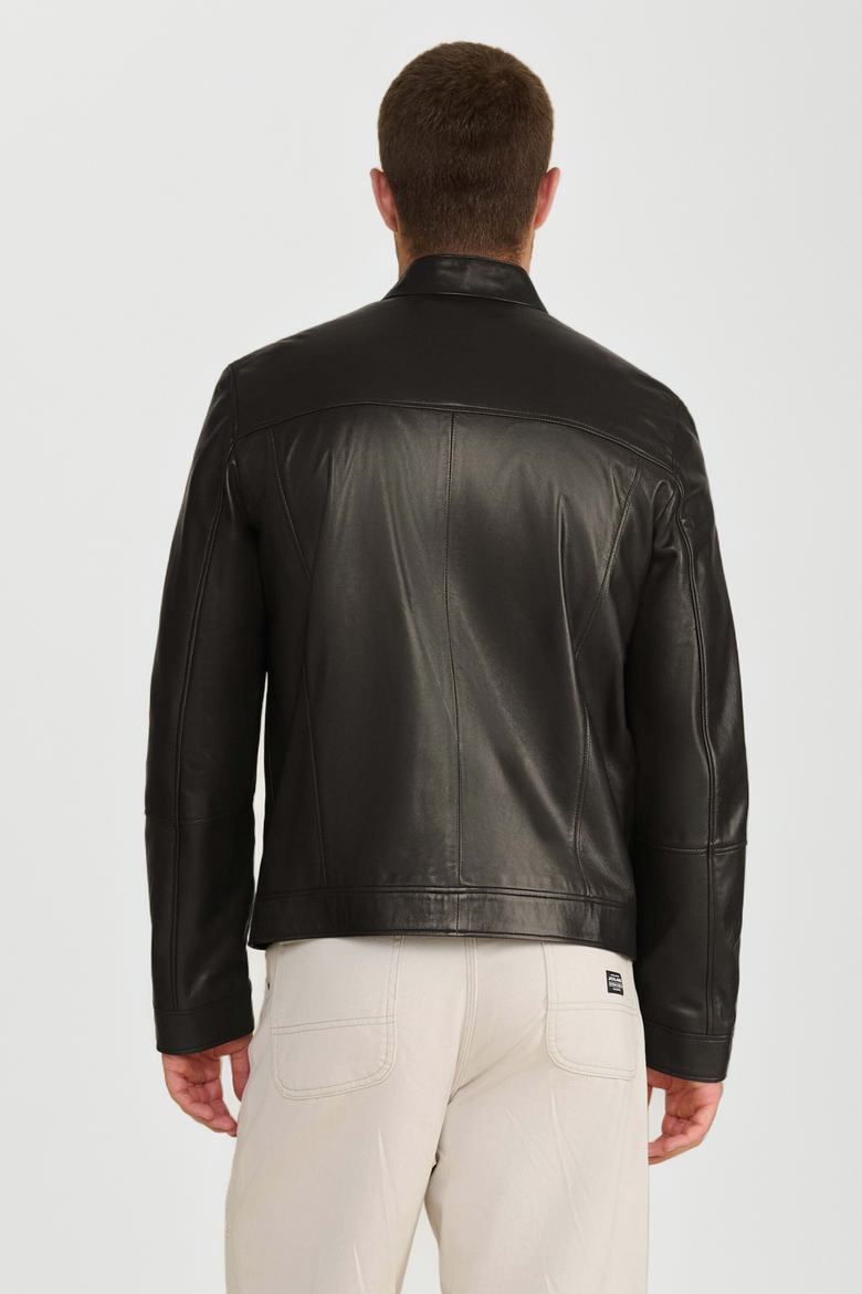 Otis Racer Leather Jacket, Alternate, color, Black