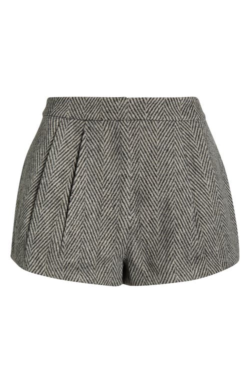 Astr The Label Sorine Herringbone Wool Blend Shorts In Brown