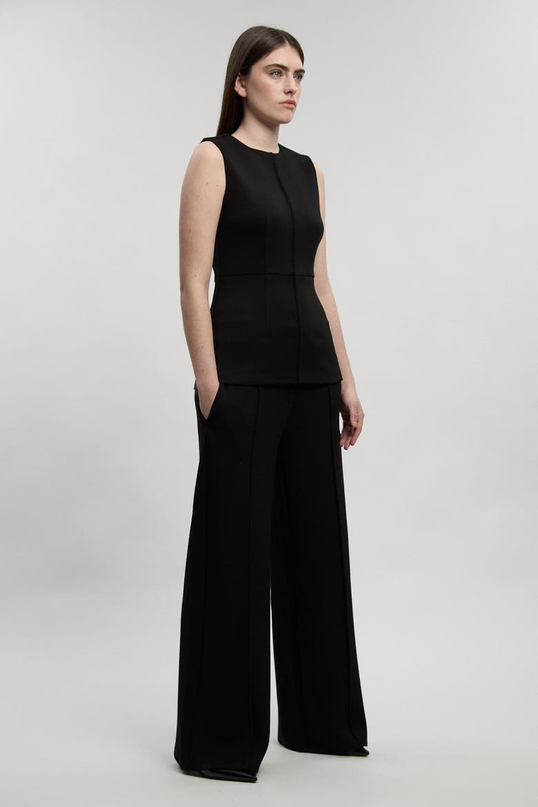Ponte Wide Leg Trouser, Alternate, color, Black