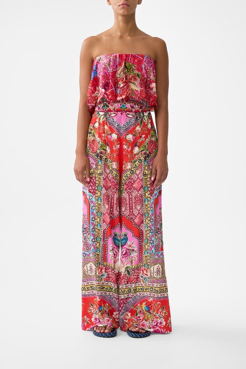 Camilla Strapless Jumpsuit With Frill In Pink