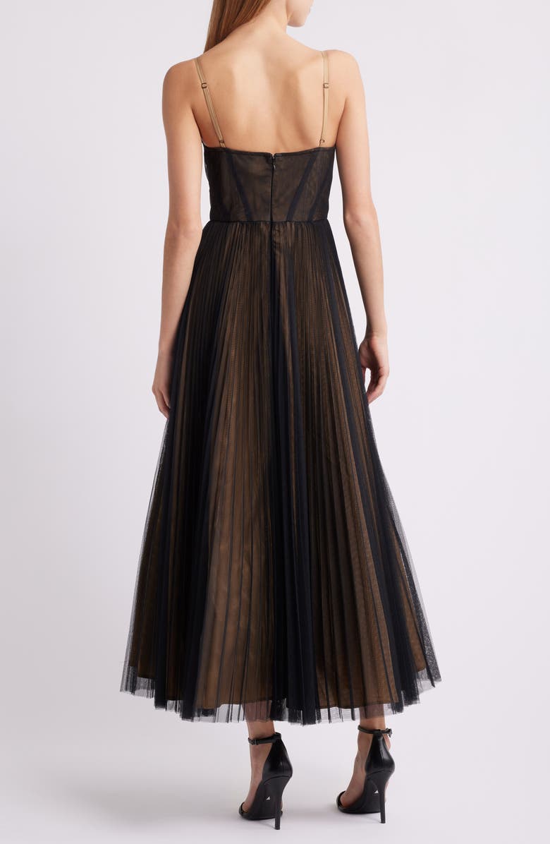 Hutch Corset Pleated Maxi Dress, Alternate, color, Black/ Tan