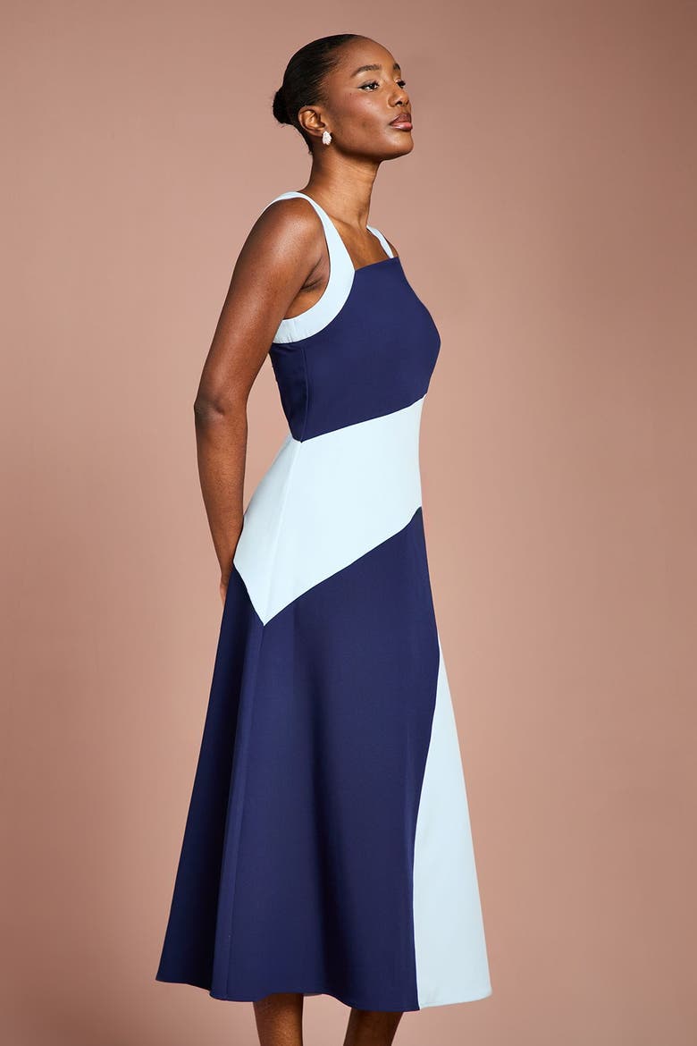 Colour Block Midi Dress, Alternate, color, Navy