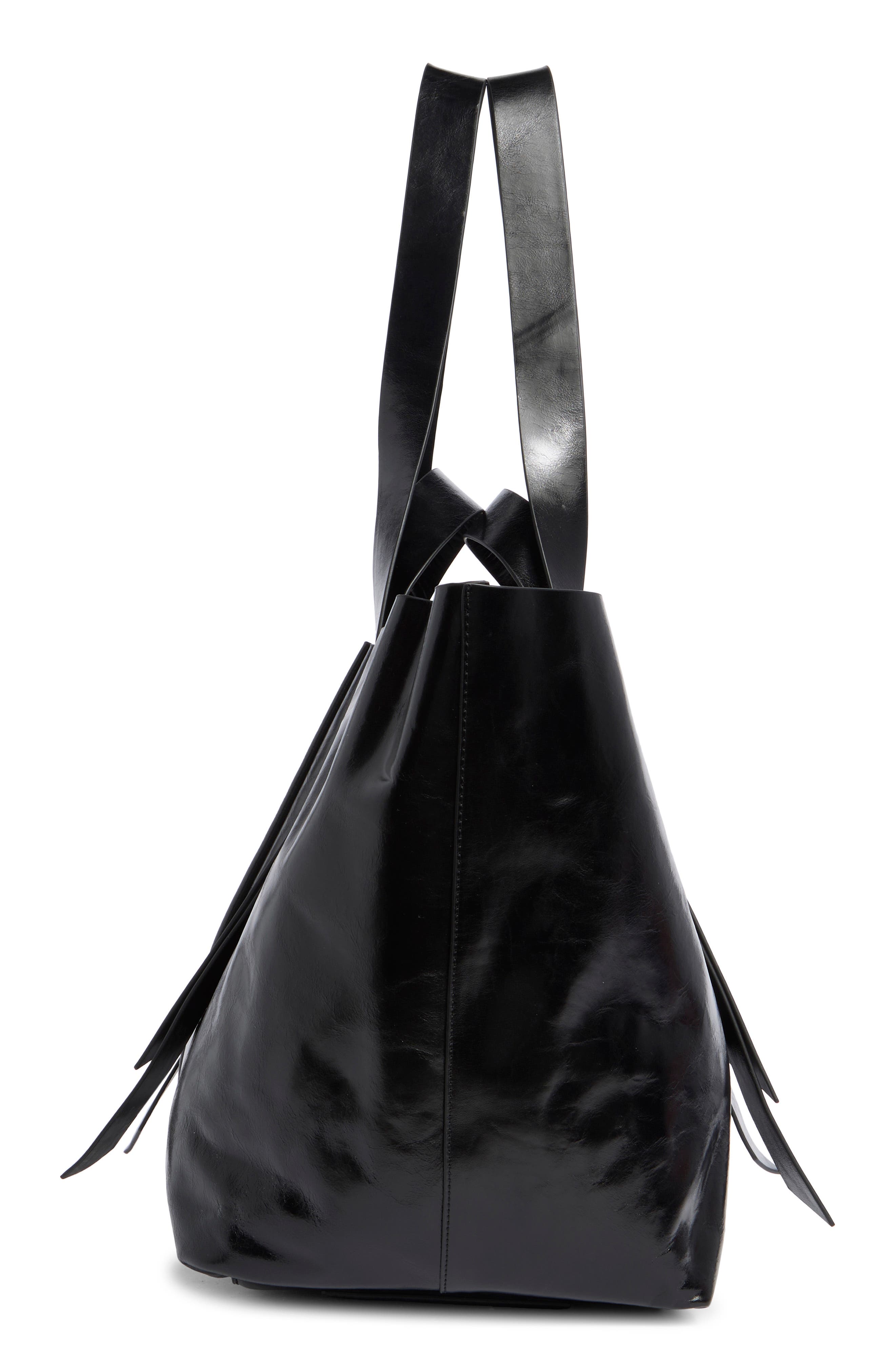AllSaints Jacqueline Leather Tote, Alternate, color, Black