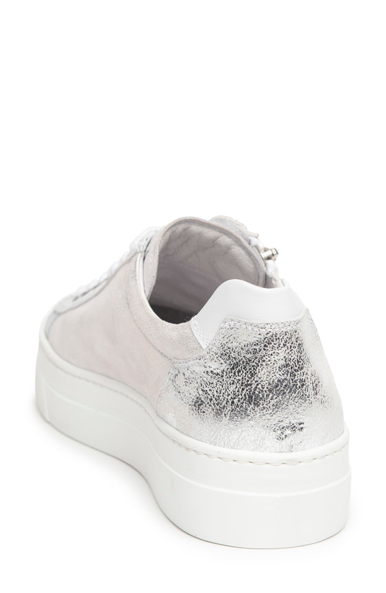 Metallic Side Zip Sneaker, Alternate, color, SILVER