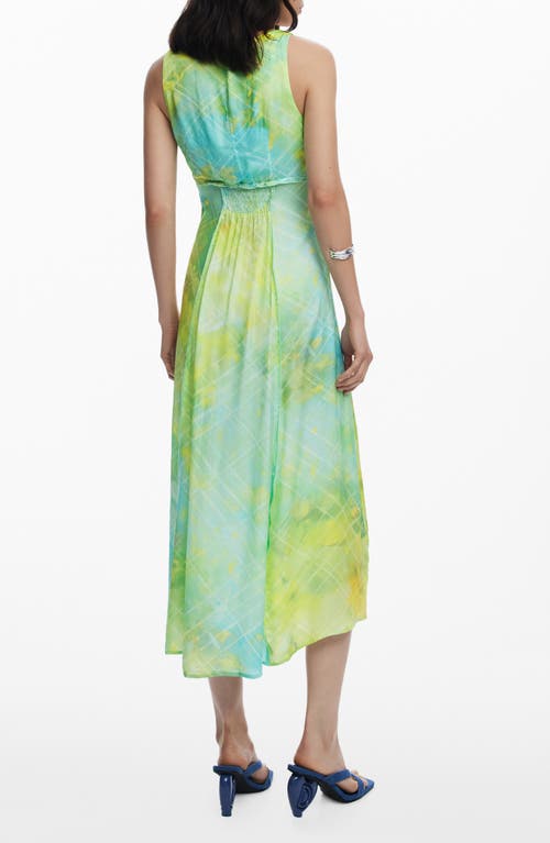 Desigual Sleeveless A-line Midi Dress In Green
