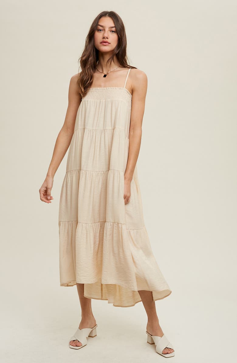 WISHLIST Tiered Midi Dress, Alternate, color, Natural