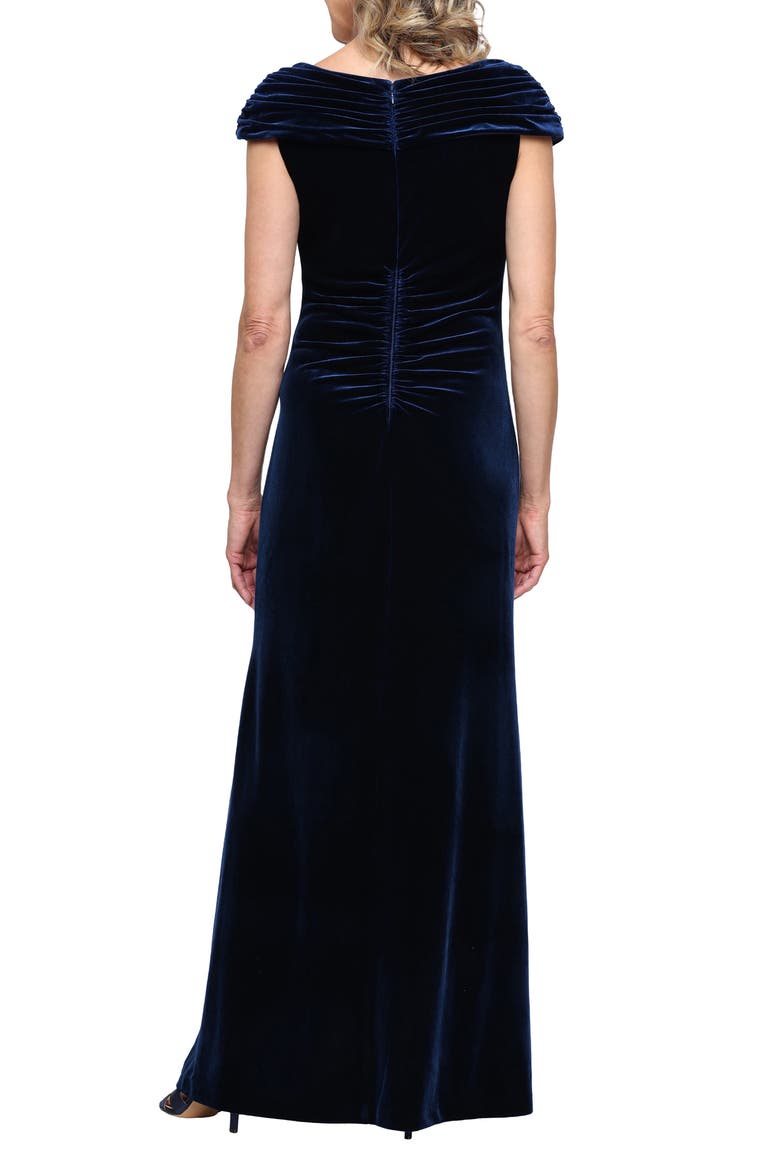 Embellished Neck Stretch Velvet Gown, Alternate, color, IMPERIAL