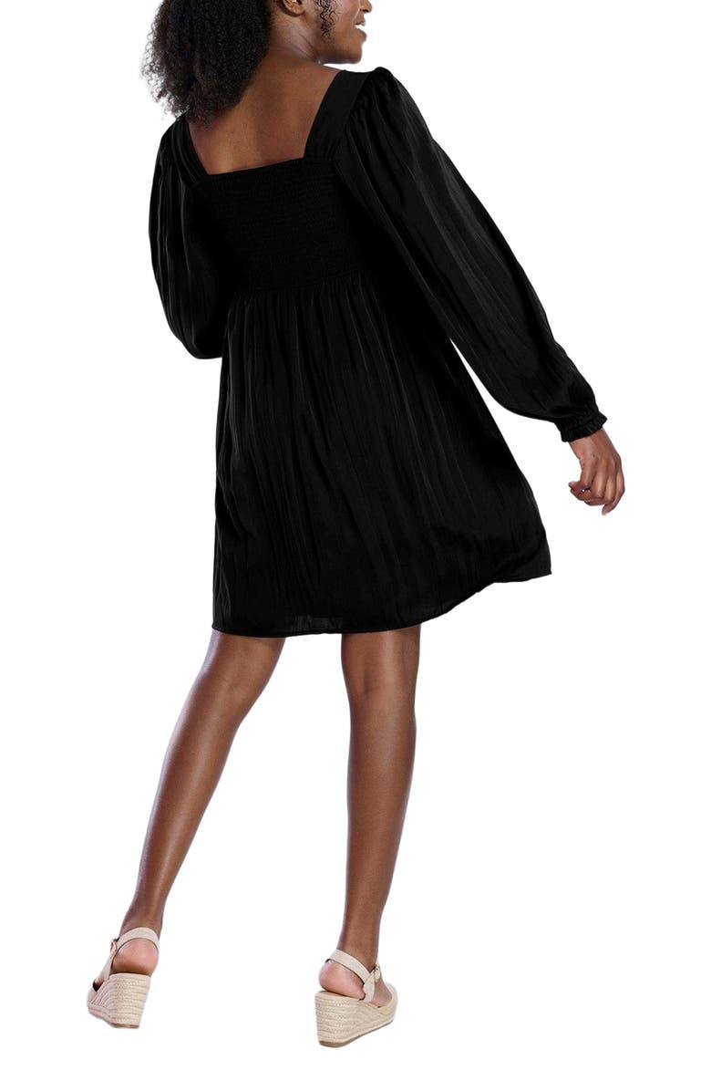 MOTHERHOOD MATERNITY Smocked Babydoll Long Sleeve Mini Dress, Alternate, color, Core Black