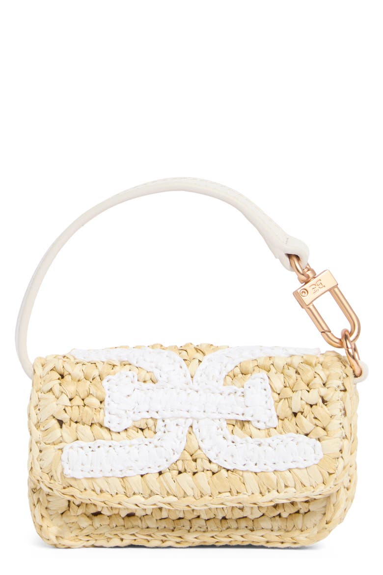Lynn Mini Raffia & Leather Wallet, Main, color, NATURAL
