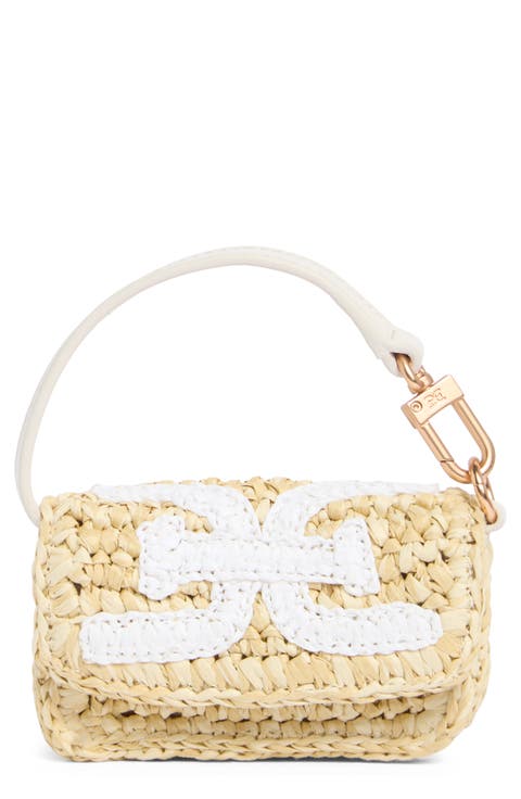 Lynn Mini Raffia & Leather Wallet