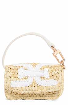 Lynn Mini Raffia & Leather Wallet