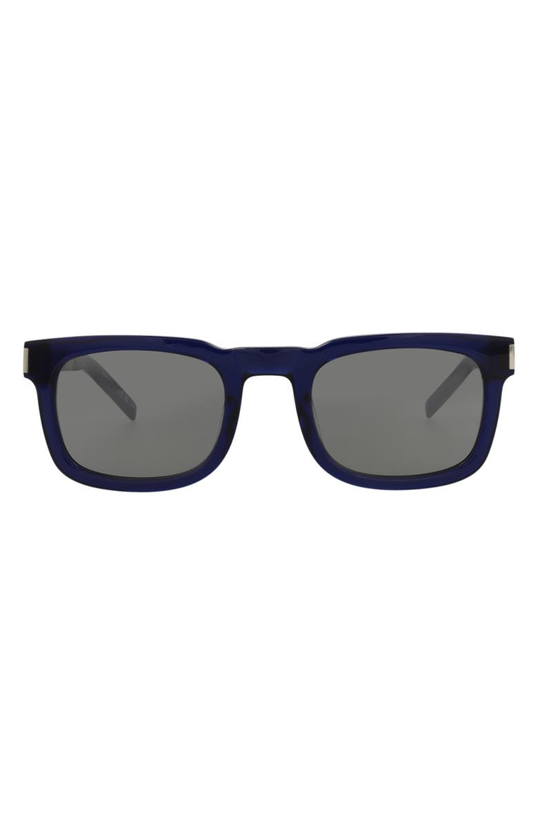Saint Laurent 51mm Square Sunglasses, Main, color, Blue Silver