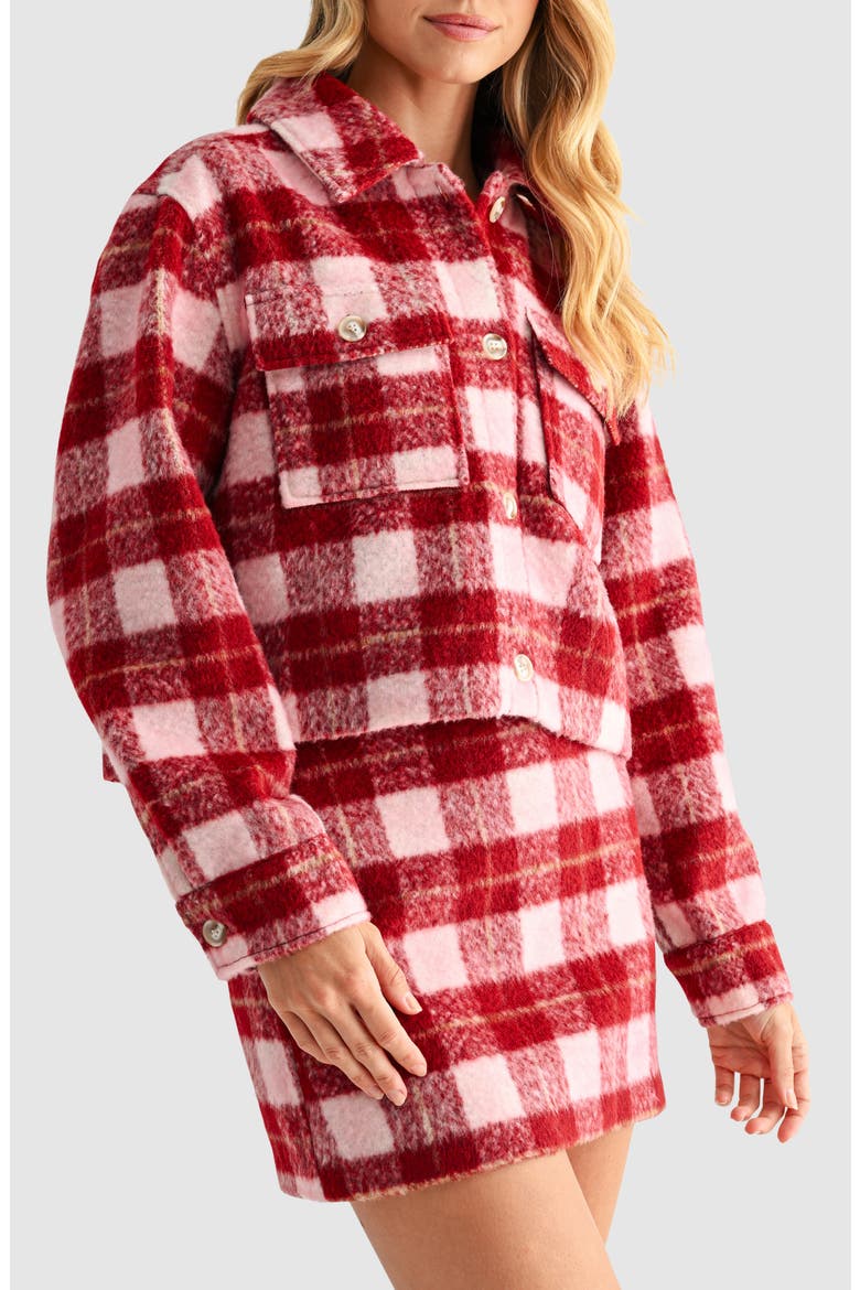 Plaid Crop Jacket, Alternate, color, BURGUNDY PLAID