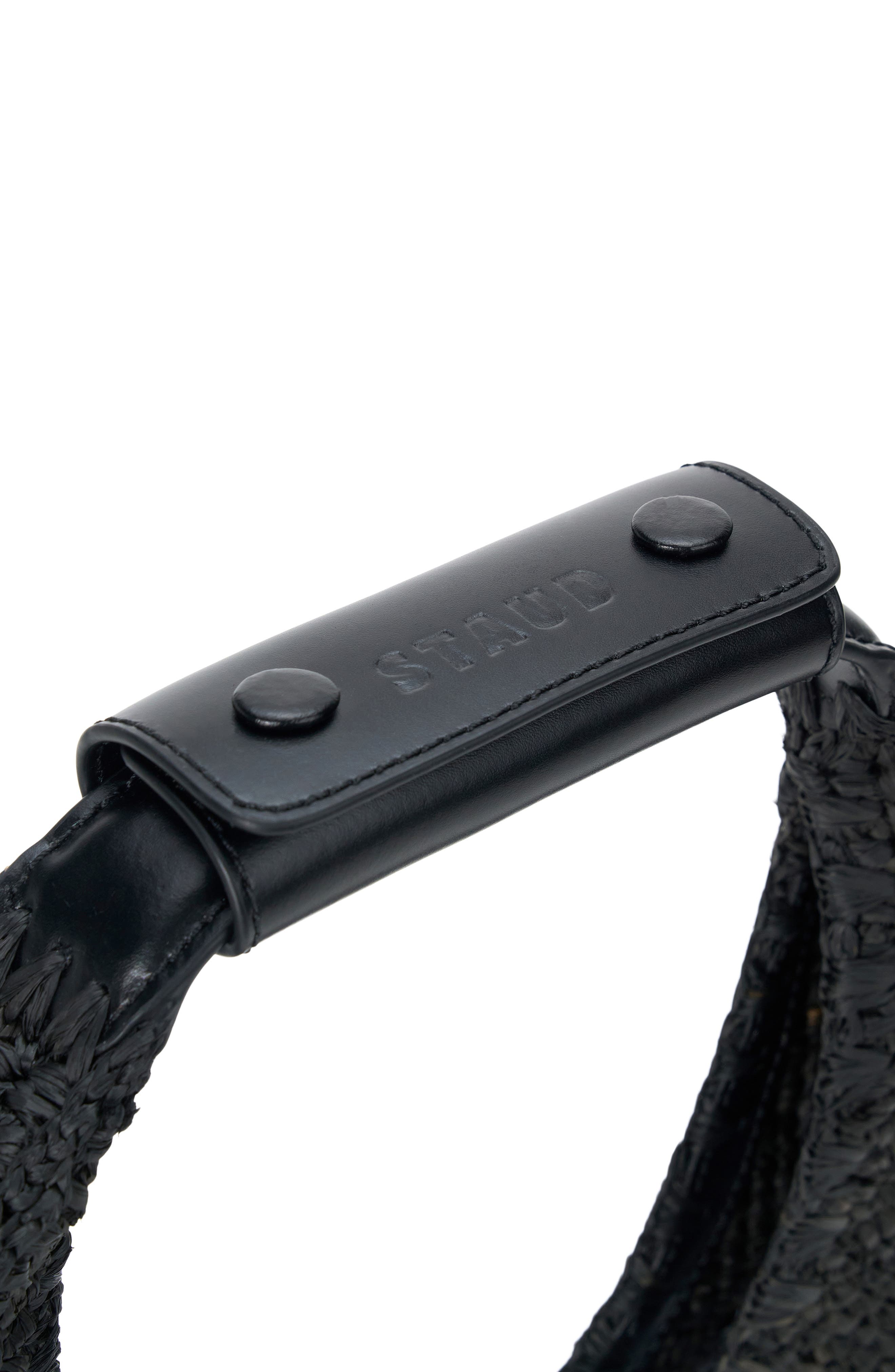 STAUD Moon Raffia Tote, Alternate, color, Black