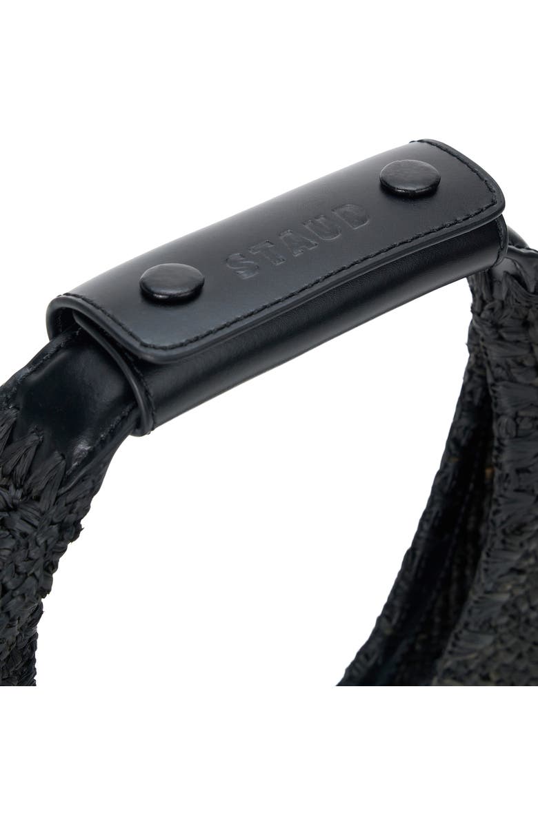STAUD Moon Raffia Tote, Alternate, color, Black