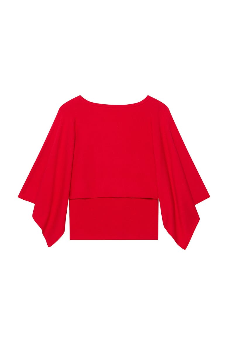 Layered Poncho Knit Top, Alternate, color, Red