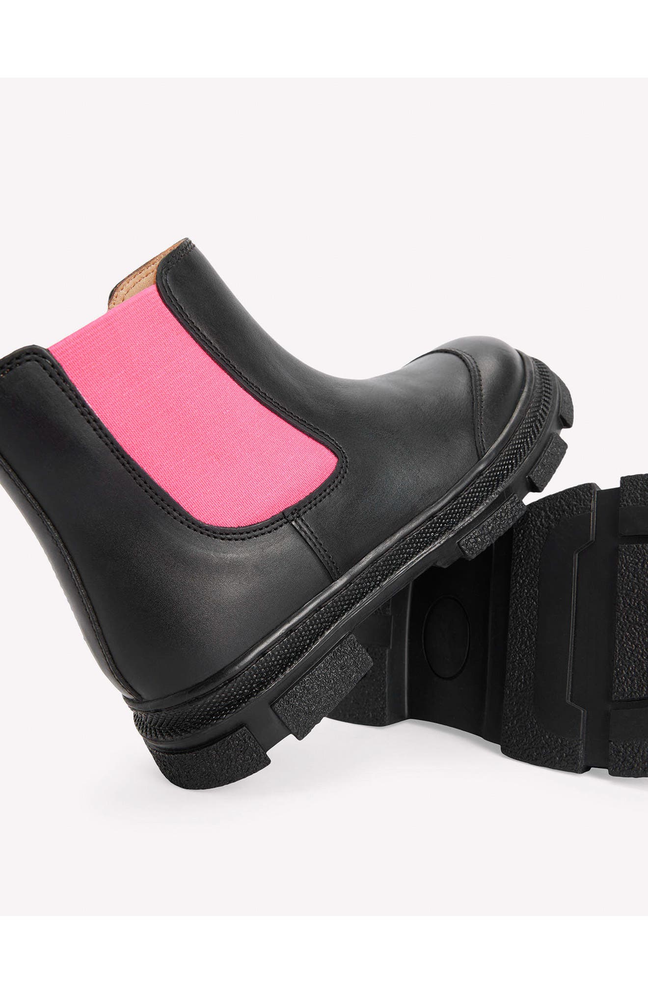 Kids' Chunky Chelsea Boot, Alternate, color, BLACK AND FESTIVAL PINK