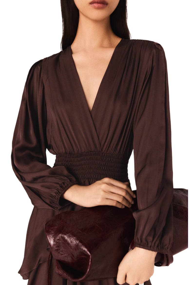 Flowy ruffled maxi dress, Alternate, color, Brown