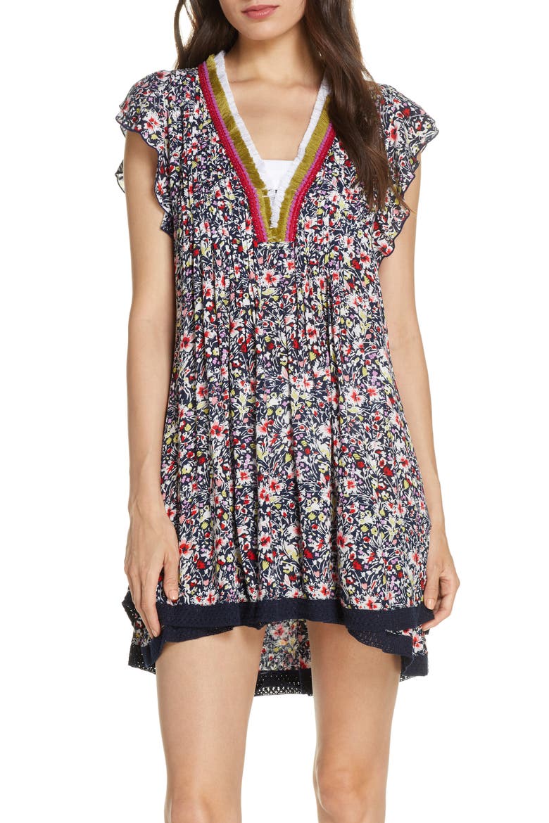 Poupette St. Barth Sasha Cover-Up Minidress, Main, color, NAVY AZALEA