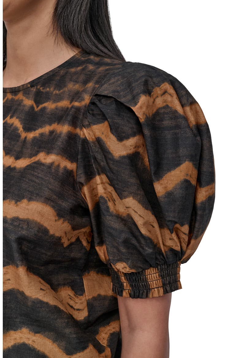 Abstract Print Puff Sleeve Voile Top, Alternate, color, WAVY