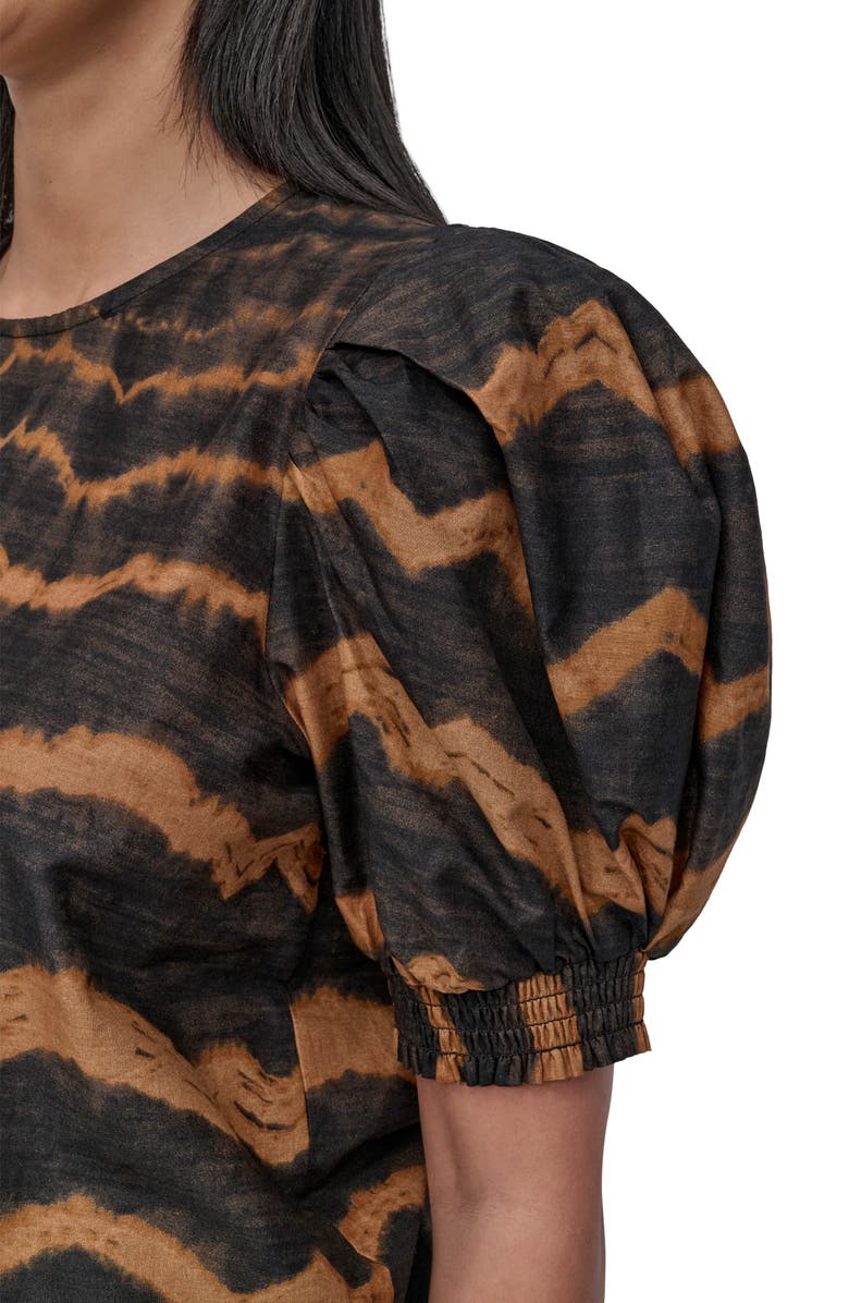 DKNY Abstract Print Puff Sleeve Voile Top, Alternate, color, 