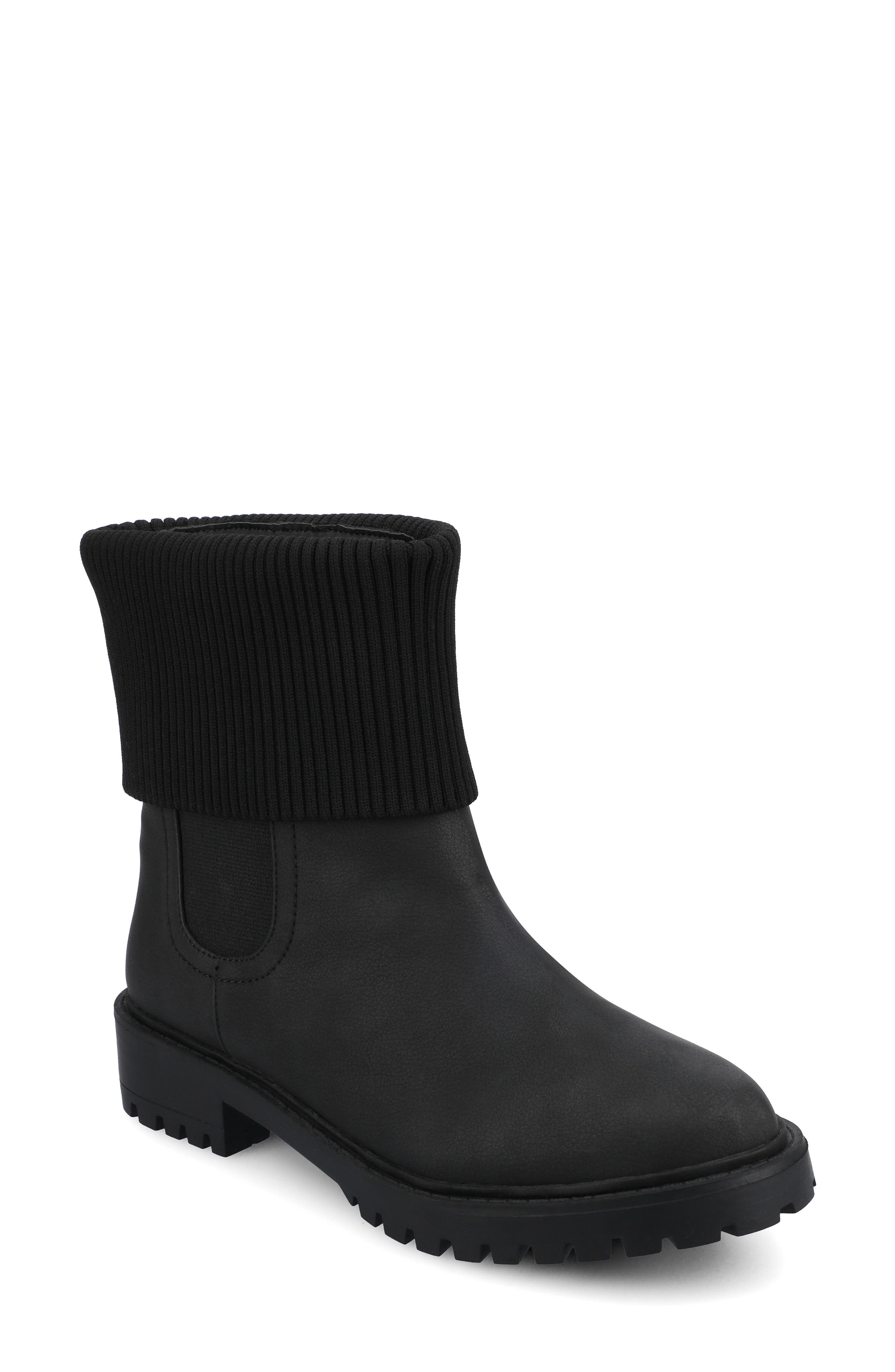 Journee Collection Isabeau Knit Collar Chelsea Boot - Wide Width Available