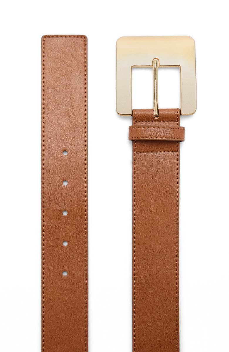MANGO Maxi Buckle Leather Belt, Alternate, color, 