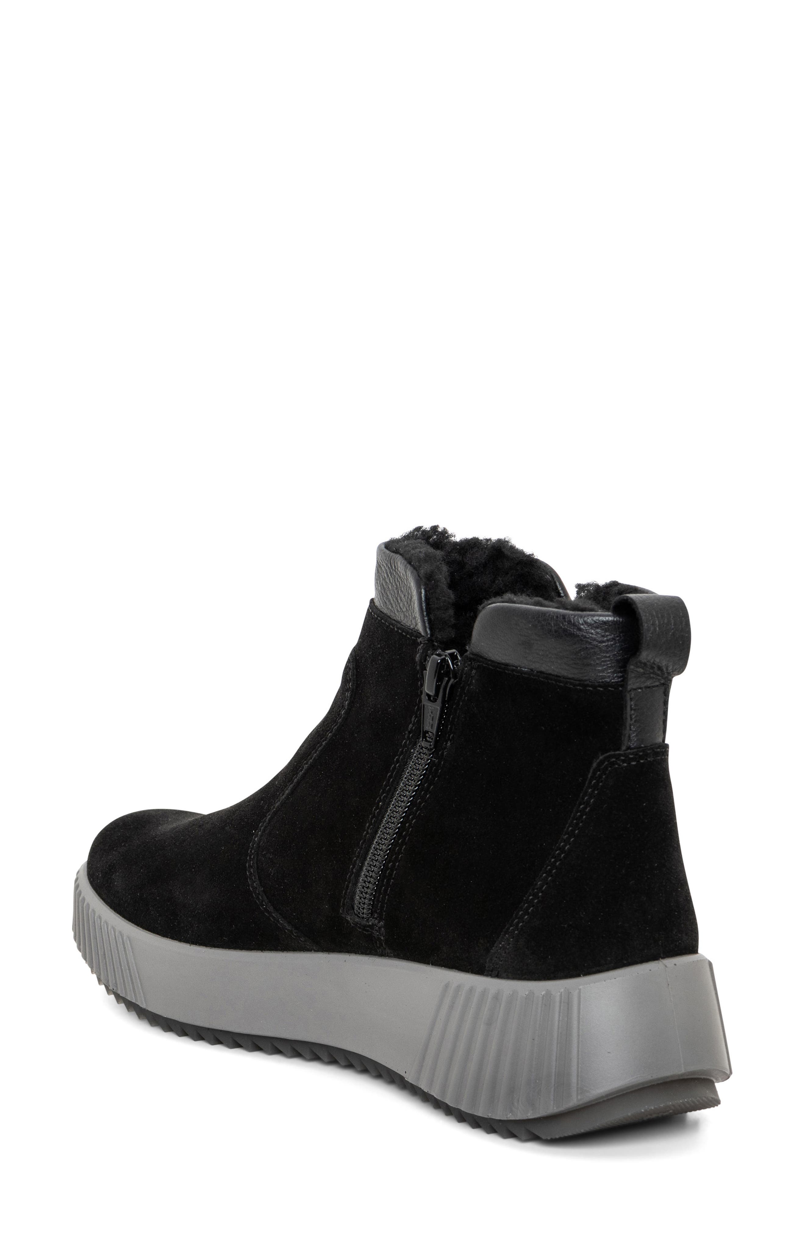 ara Dahlia Waterproof Faux Fur Lined Sneaker, Alternate, color, Black