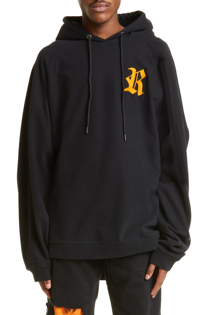 Raf Simons Embroidered 'R' Oversize Hoodie, Main, color,