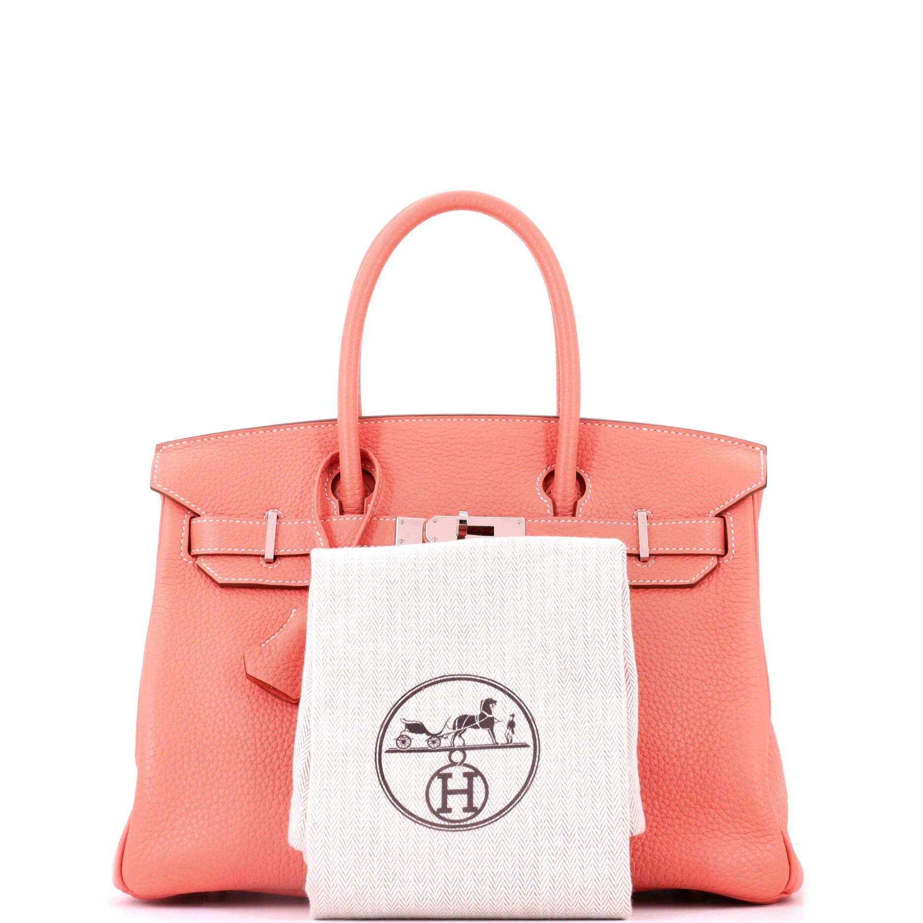 Birkin Handbag Pink Clemence with Palladium Hardware 30, Alternate, color, Orange