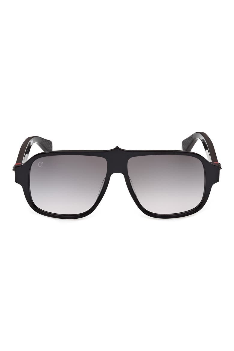 59mm Gradient Navigator Sunglasses, Main, color, BLACK/ METAL/ CRYSTAL/SMOKE