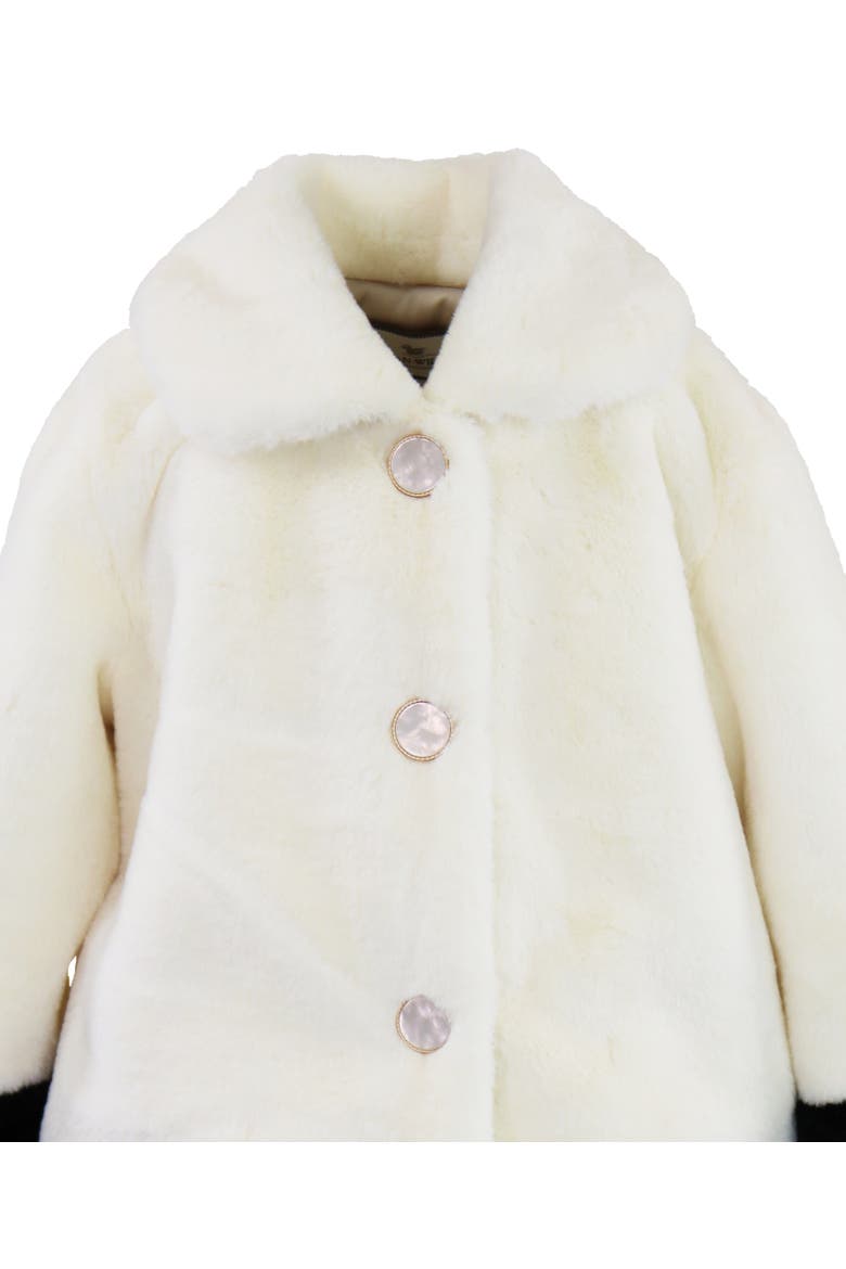 Faux Fur Contrast Snap Front Coat, Alternate, color, Vanilla Puff