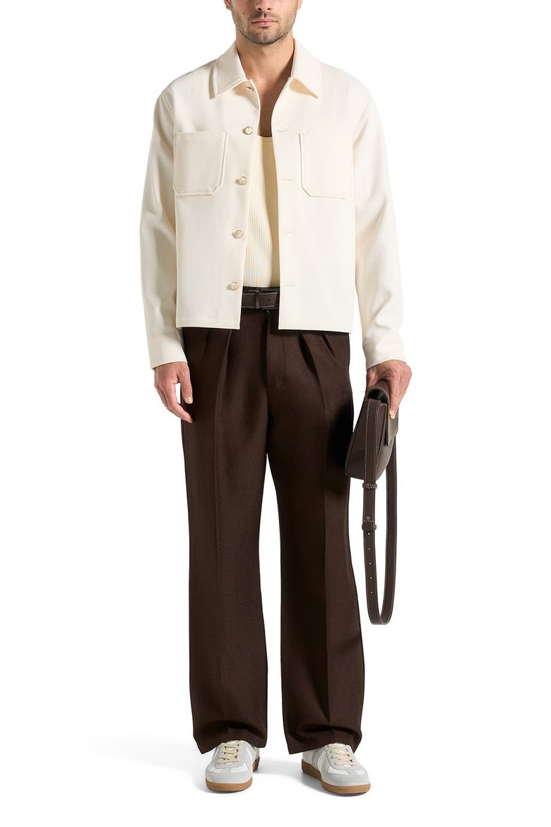 Benoit Twill Cropped Shirt, Main, color, Cream