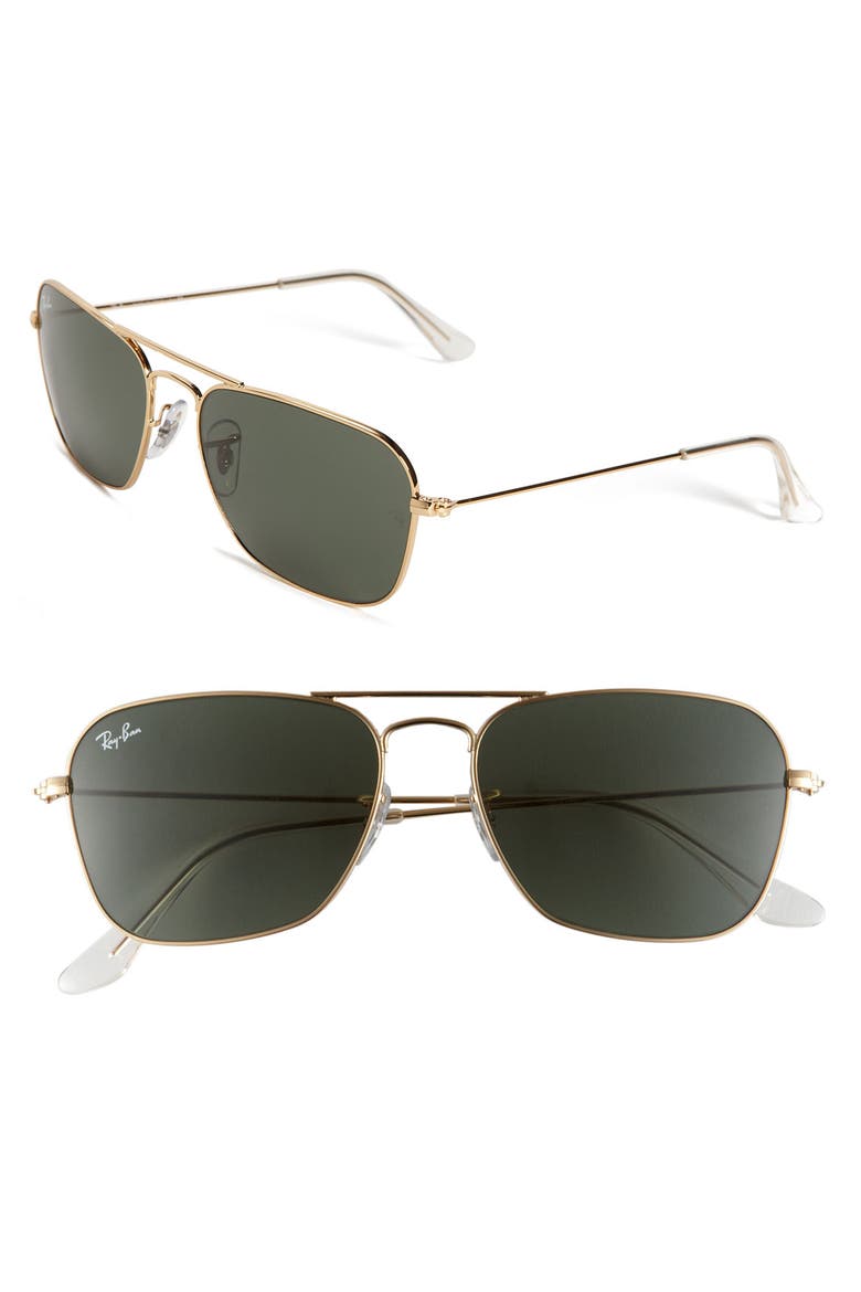 'Caravan' 55mm Sunglasses, Main, color, GOLD GREEN