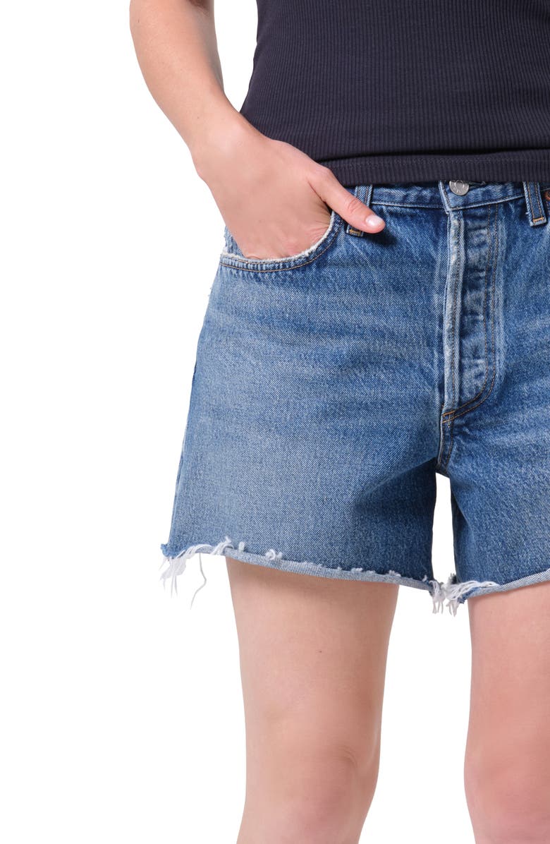 AGOLDE Nye Denim Cutoff Shorts, Alternate, color, Bounty Med Classic Wash Indigo