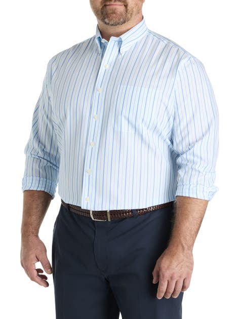 Big & Tall Non-iron Striped Broadcloth Sport Shirt