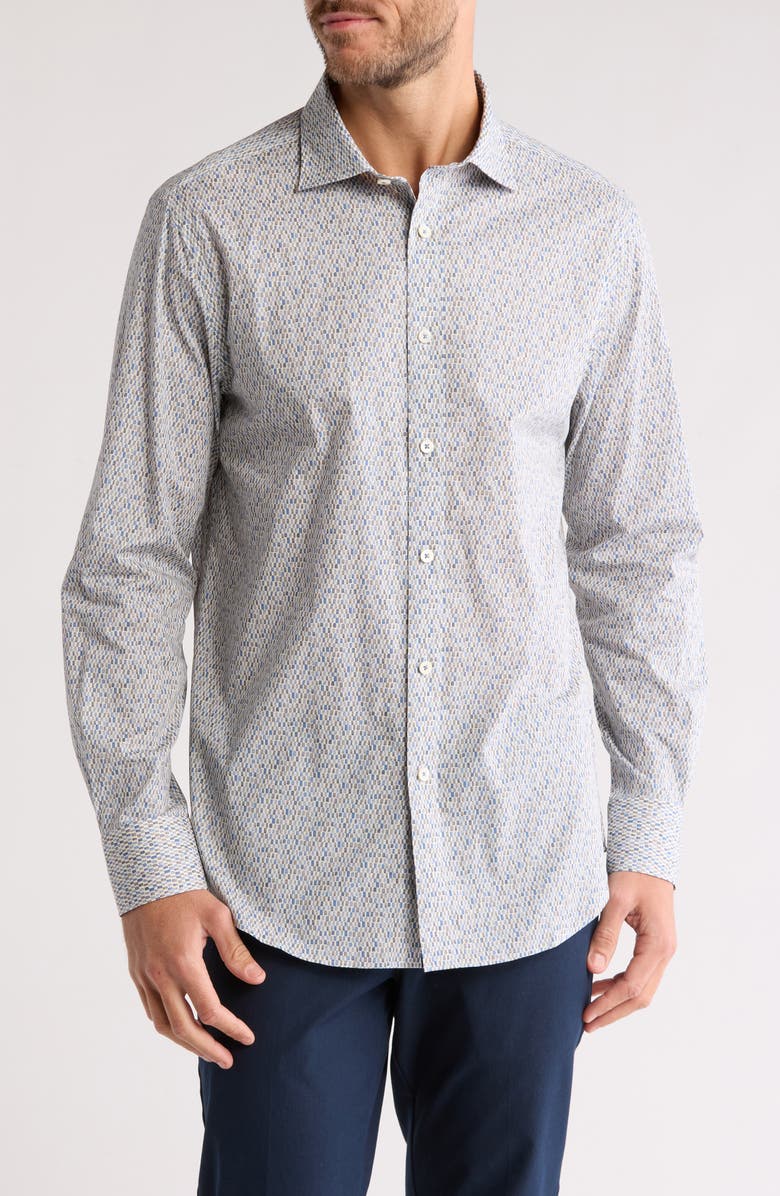 Bugatchi Axel Shaped Fit Stretch Button-Up Shirt, Main, color,