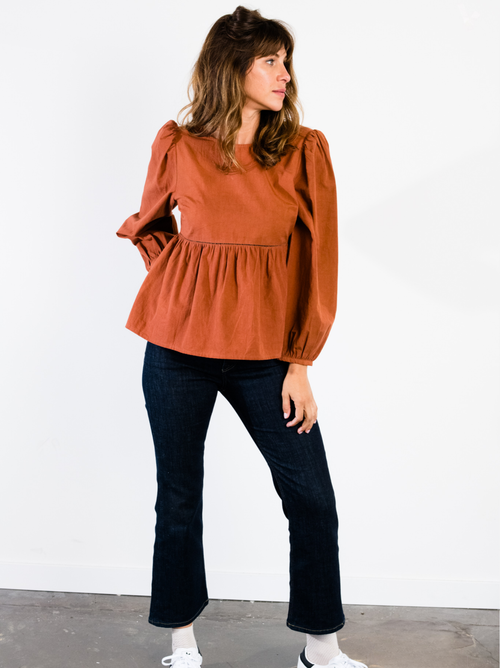 Able Lauren Babydoll Top In Mocha Bisque