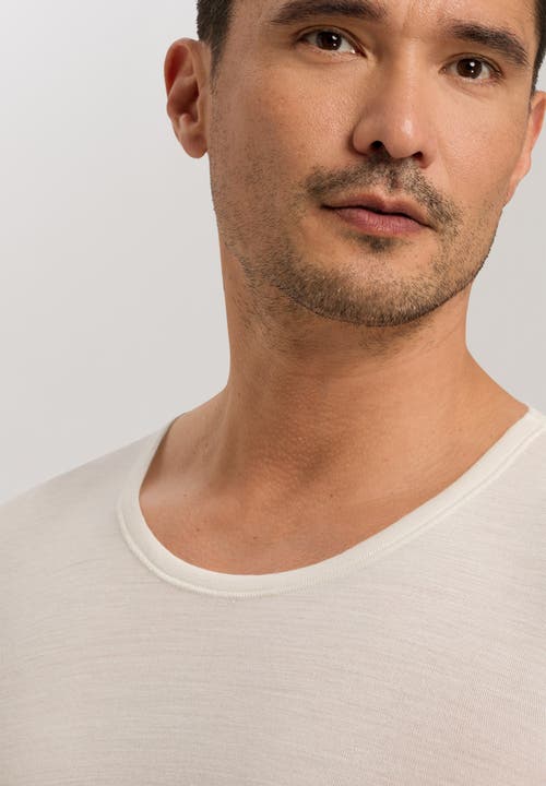 Hanro Woolen Silk Long Sleeve Crewneck Tee In Cygne